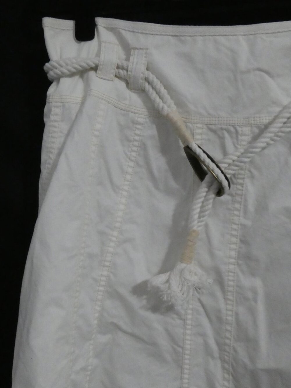 CONTEMPORAINE By SIMONS White Cotton A-Line Skirt with Braided Belt - Size 12 - Picture 3 of 15